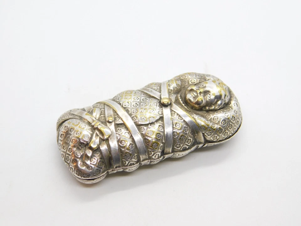 Victorian Austrian Silver Plated Baby in the Basket Novelty Vesta Case c1860 - Image 4 of 4