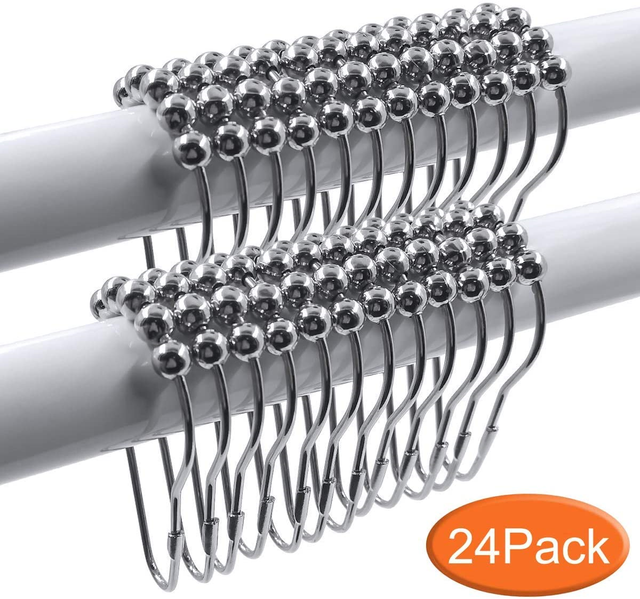 Topspring 24Packs Shower Curtain Hooks with Clip, Stainless Steel