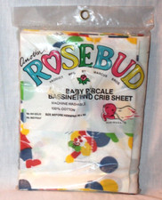 NEW IN PACKAGE ROSEBUD VINTAGE CLOWNS BABY PERCALE BASSINET AND BRIB SHEET