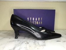 Vintage Stuart Weitzman Toula Black Kid Leather Heels Size 10 B with Box