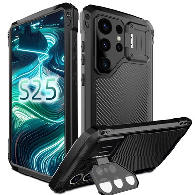 Metal Shockproof lens stand Armor Case For Samsung galaxy S26 S25 S24 S23 Ultra