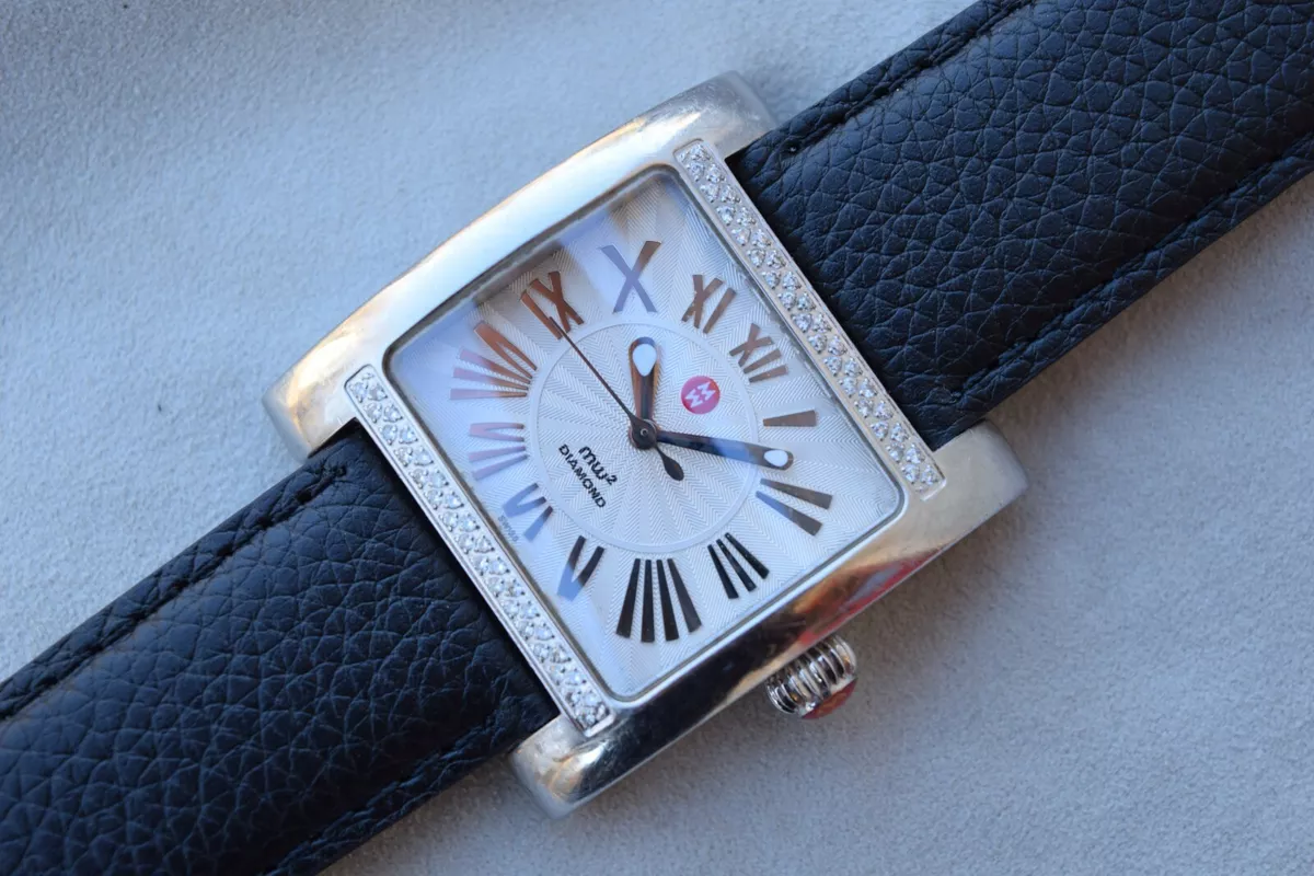 Michele MW2 Diamond Ladies Watch MW07C01 Stainless Steel Pre owned