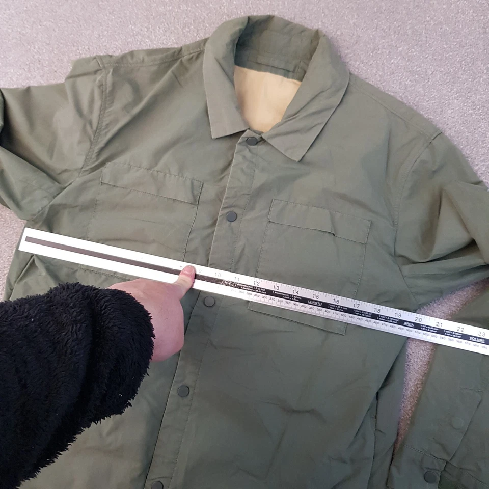 Chaqueta Select Homme Para Hombres Mediana Verde Tareas Sobrecamisa Utilidad Trabajador Campo Snap Foto 3 de 4