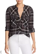Rails Redding Frayed Plaid Shirt Size XXS 'Ink Gray White', NEW NWT, Retail $162