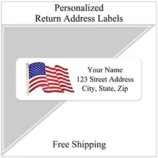 400 Personalized Return Address Labels Stickers 1/2 x 1 3/4 Waving American Flag