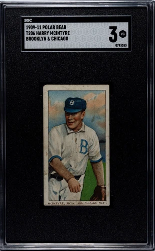 1909-1911 T206 White Borders Harry McIntyre Brooklyn Superbas - SGC 3 VG NICE