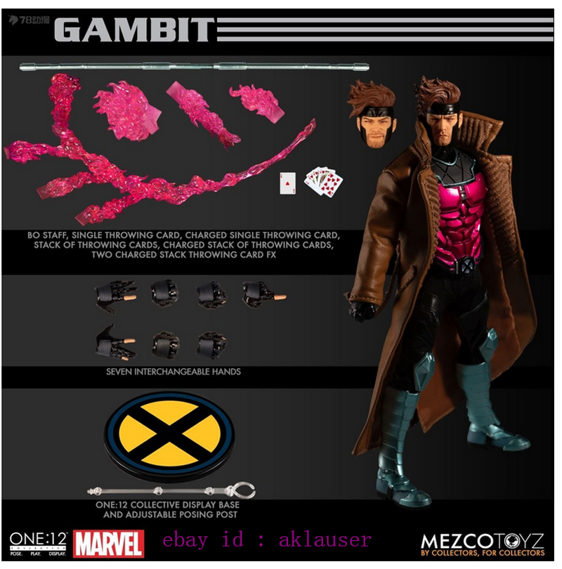 Mezco Toyz 1/12 Marvel X-Men Gambit Action Figure Toy Model In