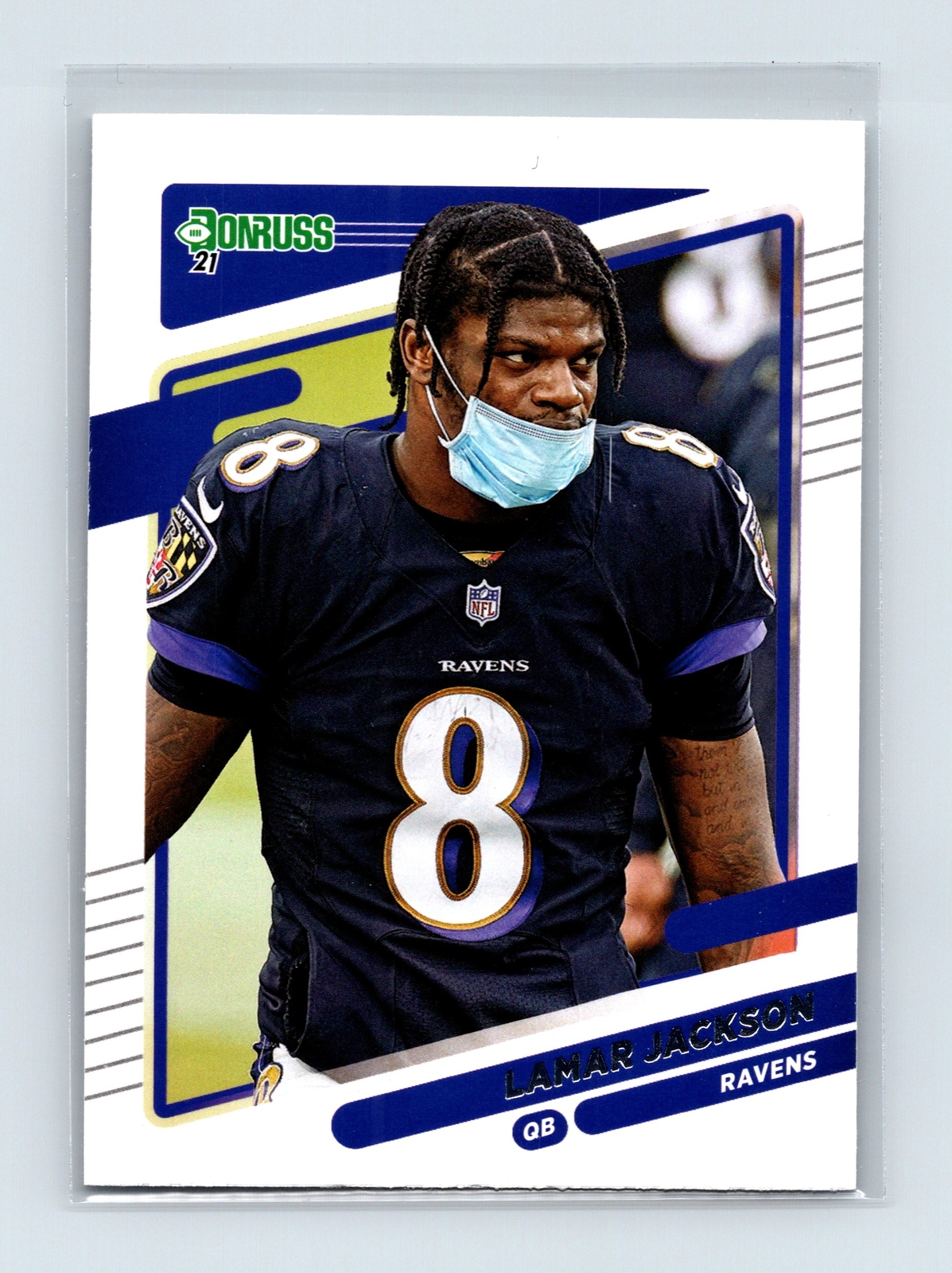 2021 Donruss Lamar Jackson No Helmet Baltimore Ravens