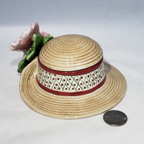 Vintage Fitz & Floyd Essentials Hut Deckel Form Blumen Keramik Schmuck Box - Bild 6 von 11