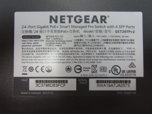 Netgear GS728TPv2 24 -Port Gigabit PoE+ Smart Managed Pro Switch - Parts Only - Picture 6 of 6