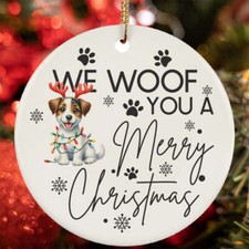 Merry Christmas Jack Russell Terrier Dog Woof Xmas Lover Ornament Gift Decor