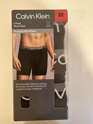 Boîte de 3 boxer homme Calvin Klein en microfibre douce brossée douce, taille M - Photo 1 sur 3