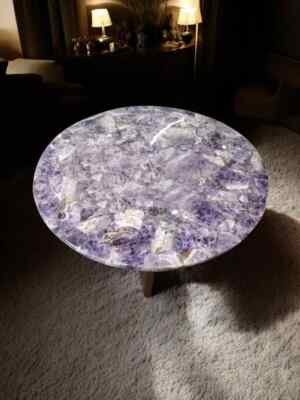 Luxury Amethyst Agate Coffee Table   Handmade Natural Stone Furniture