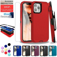 For iPhone 14 Plus 13 12 11 Pro Max Mini Defender Shockproof Case w/Clip Screen