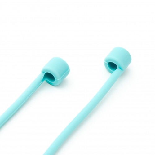 System-S 2x Silicone Retaining Strap Holder for AirPods Headphones IN Turquoise - Zdjęcie 2 z 4