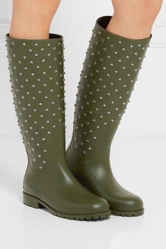 Nuevo tachonado con cristales de Swarovski Oliva YSL Festival de Goma para  Lluvia Botas Talla 35 $695 | eBay