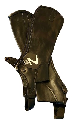 HORZE Desta Black Synthetic-Leather Half Chaps Small Horseback Riding Equestrian