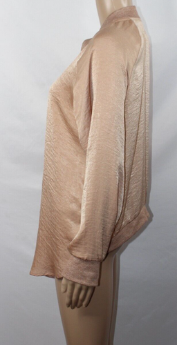 H.I.P. Beige Gold Shimmer Jacket Open Front Asymmetric Hem Long Sleeves L - Picture 3 of 6