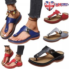 Ladies Orthopedic Sandals Casual Flat Flip Flops Womens Low Wedge Shoes Size 2-8