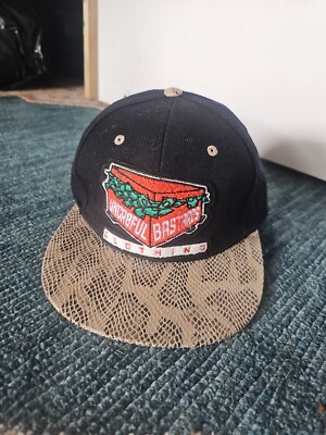 Ungr8ful Bastards Clothing line patched hat w Snake print bill - Hook & Loop AU