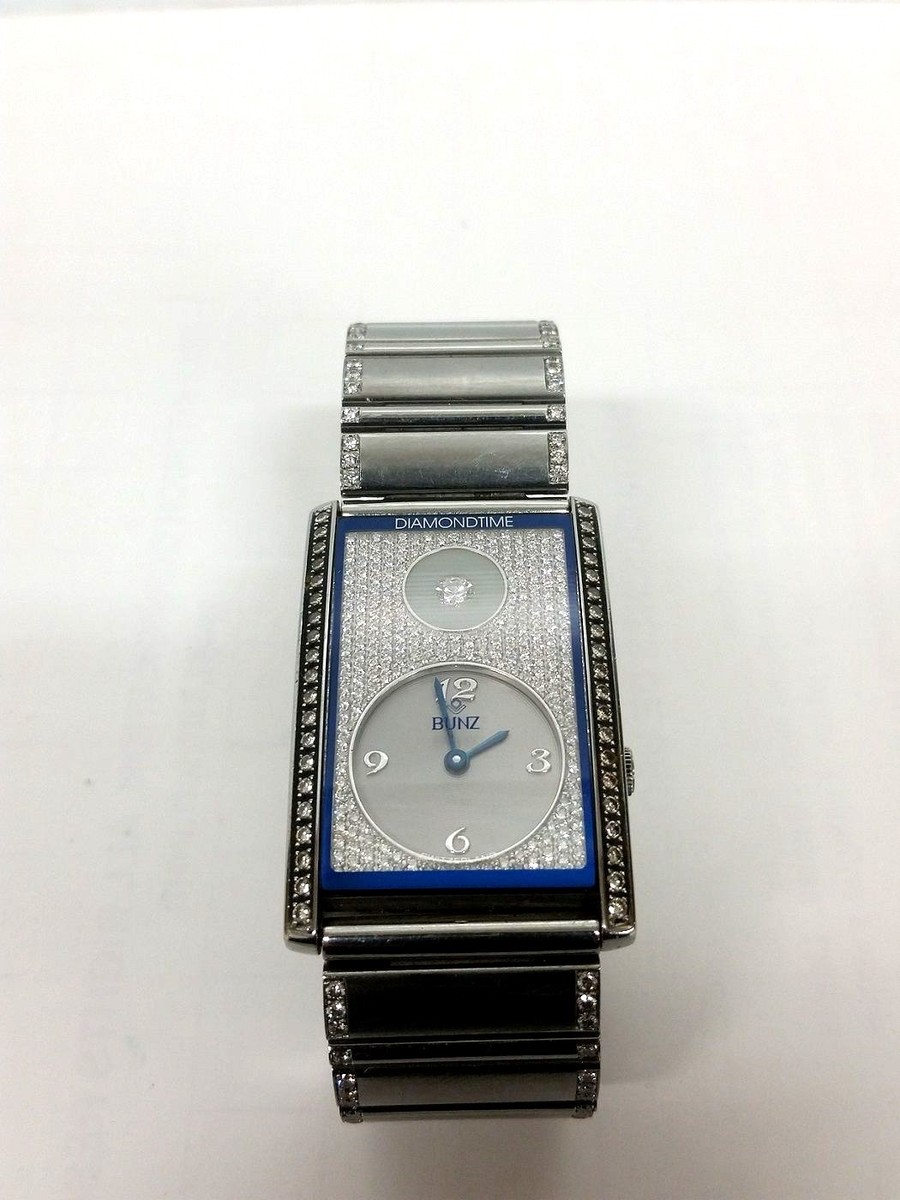 Bunz MoonTime Full Diamond & Stainless Steel Watch Acier