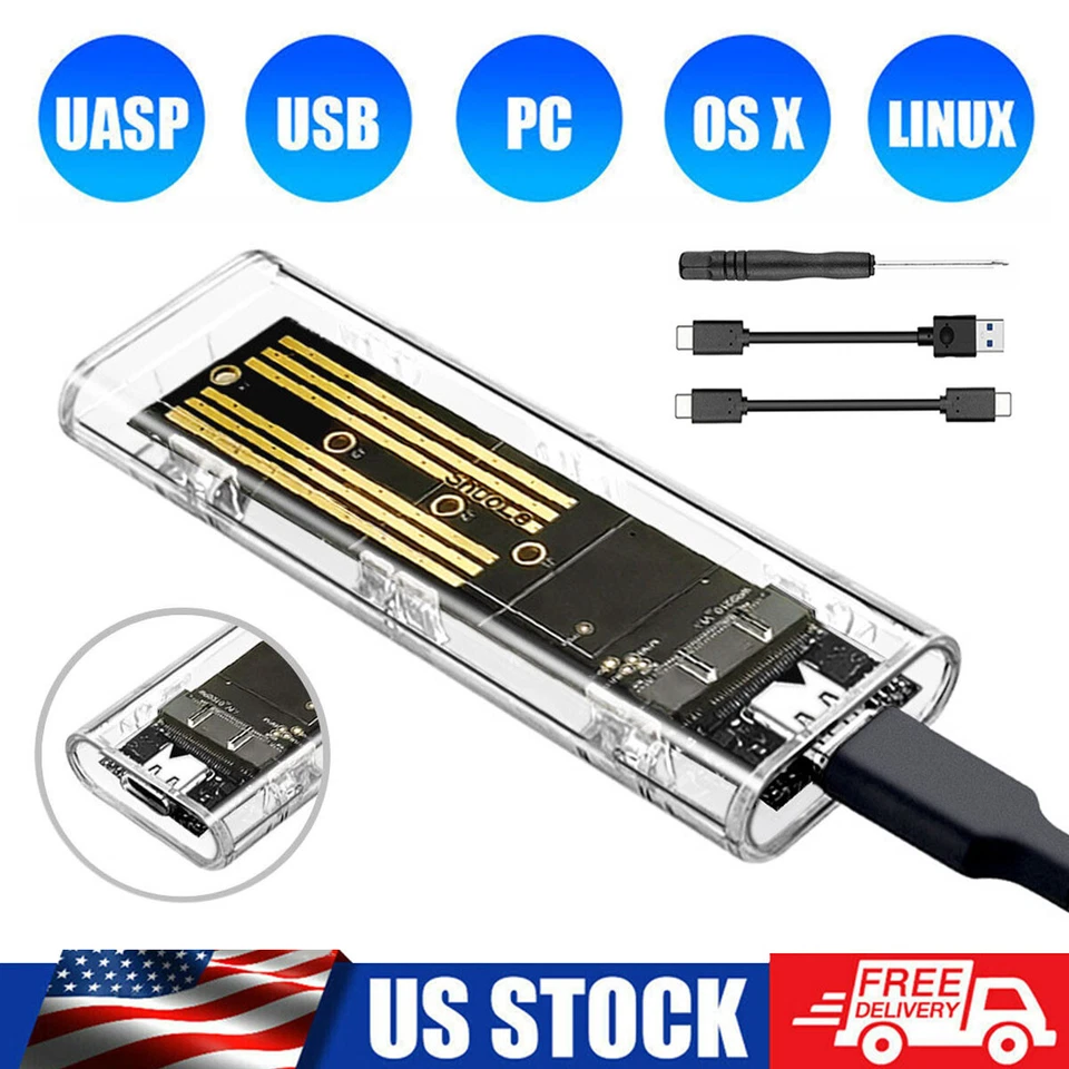 New M.2 NVMe SSD to USB 3.2 Type-C Enclosure Case Converter Adapter M&B+ M Key