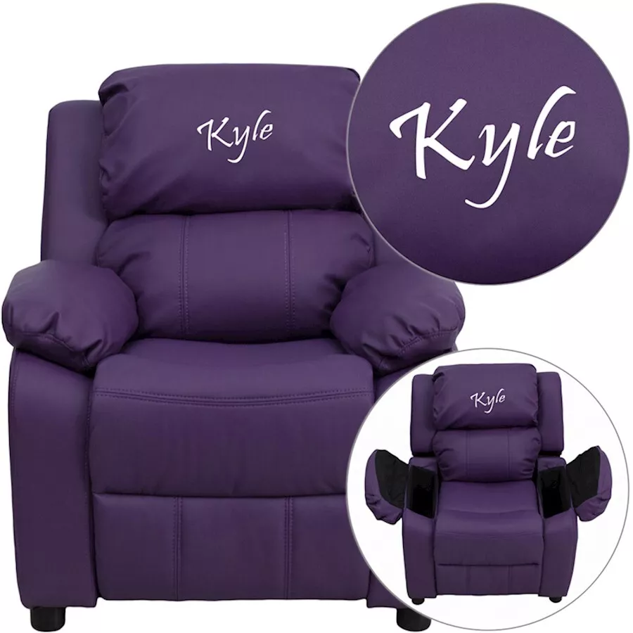 Flash Furniture Purple Vinyl Kids Recliner BT 7985 KID PUR TXTEMB GG