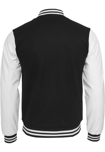 URBAN CLASSICS Giacca Giubbotto uomo Oldschool College Black/White Over size - Picture 6 of 8