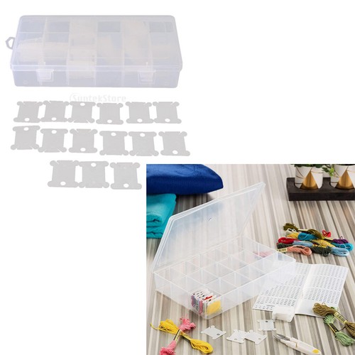 18 Fächer Stickgarn Organizer Box mit 120 Stück Kunststoff Zahnseide Spulen - Bild 11 von 12