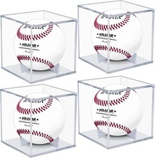 4 Pack Baseball Display Case UV Protected Acrylic Square Baseball Holder Clear