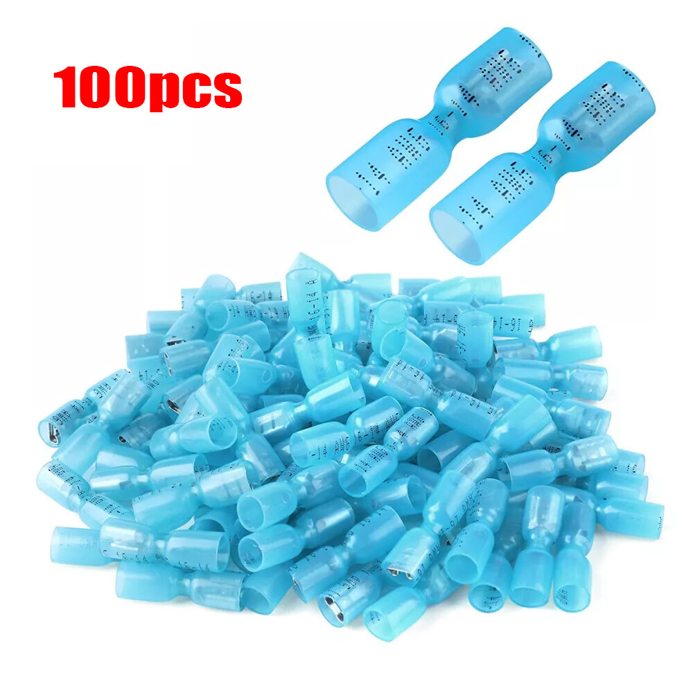 100-500X Female Heat Shrink Spade Wire Connectors 16-14 AWG Crimp
