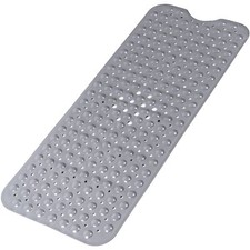 40x16 Inch Extra Long Bathtub Mat Non-Slip Shower Mat w/ Suction Cups and Drain