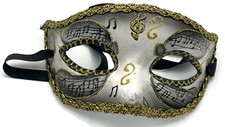 Venetian Eye Mask Black Gold Music Score Halloween Masquerade Party Costume