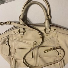 Ralph Lauren Cream Satchel Leather Shoulder Crossbody Purse Handbag