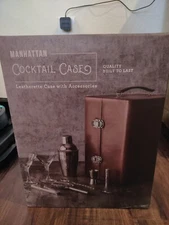 Mahogany Manhattan Cocktail Travel Case/Picnic Set with Bar Tools 