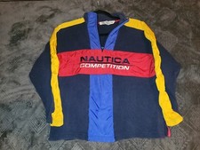 Nautica Competition Pullover M/12-14 Red Yellow Blue 1/4 Zip Youth