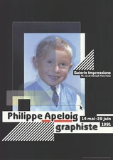 PHILIPPE APELOIG Expo 91- Galerie Impressions 37.5" x 26.5" Lithograph 1991 Cont