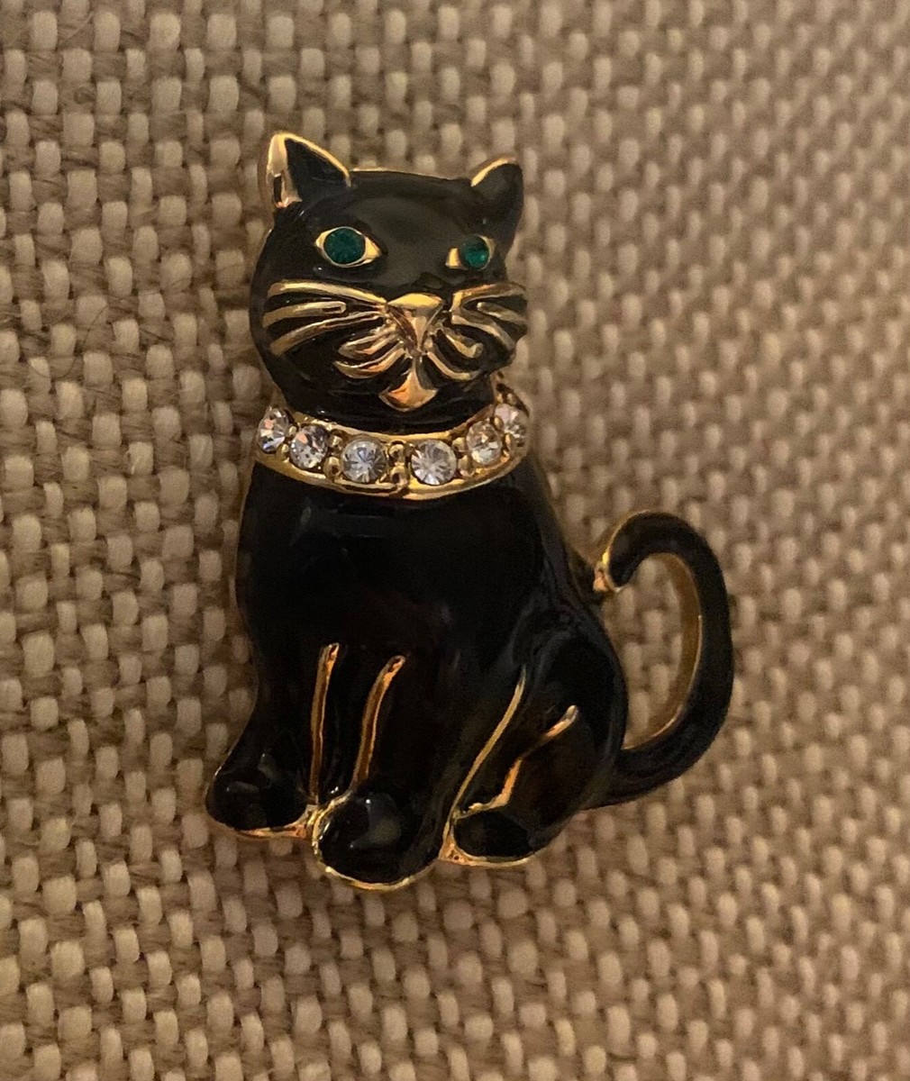 90's Monet 黒猫 ブラックキャト エナメル ヴィンテージ ブローチ MONETモネ ブラックキャット 黒猫 エナメル ブローチ