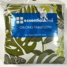 Essential Home Palm Design 52 in X 70 in Oblong Tablecloth, Wipe Clean