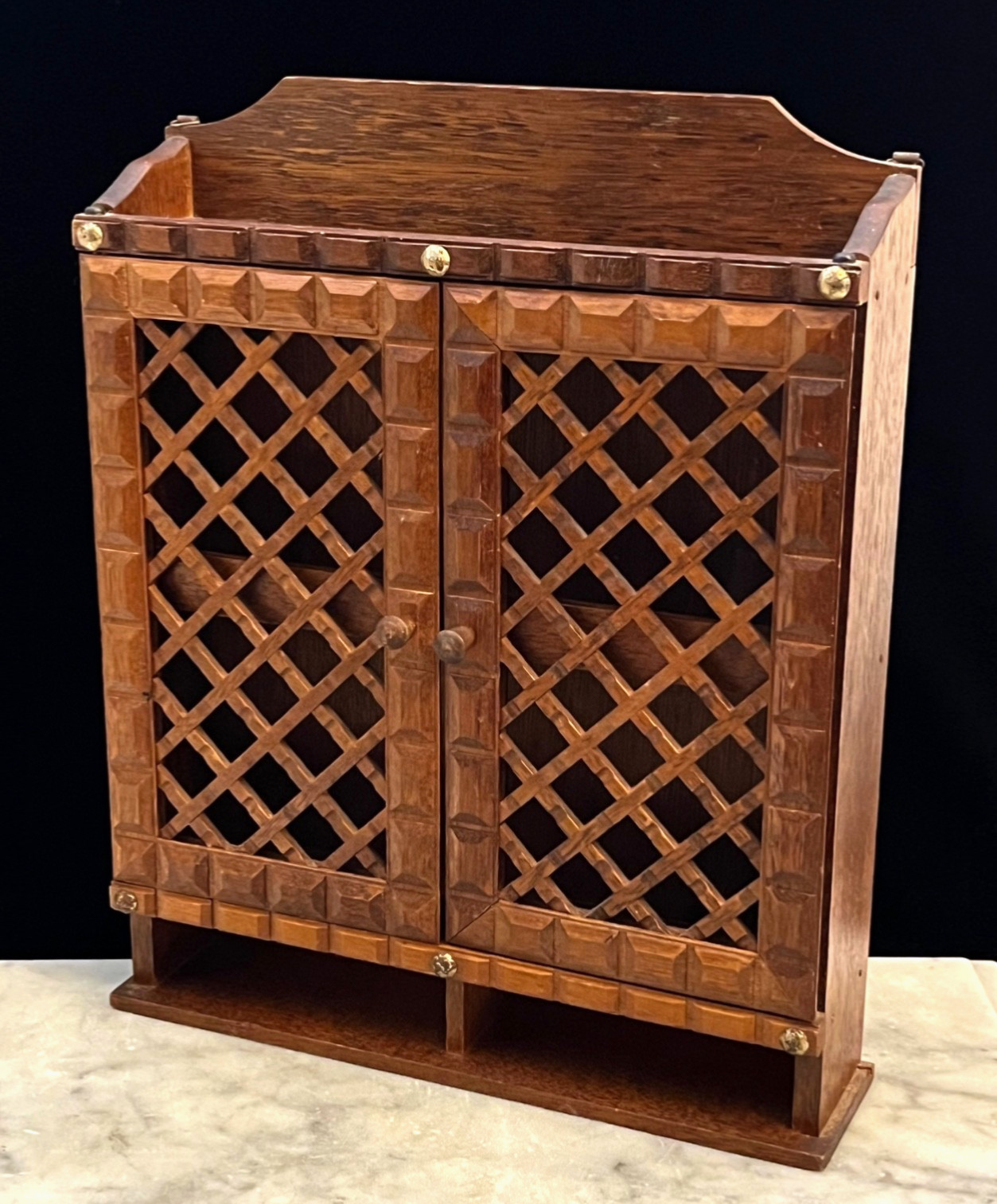 1970s Wooden Spice Apothecary Rack Cabinet 2 Doors 2 Drawers