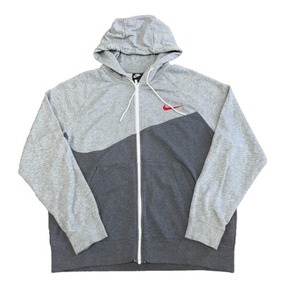 Nike Herren Hoodie Grau Full Zip Y2k Swoosh Grafik Logo XL