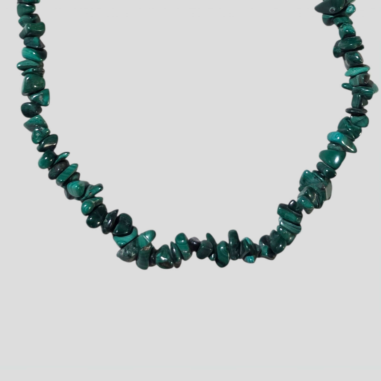 "Vintage Malachite Chip Bead Necklace 22\" Natural Green Gemstone Boho Layering..."