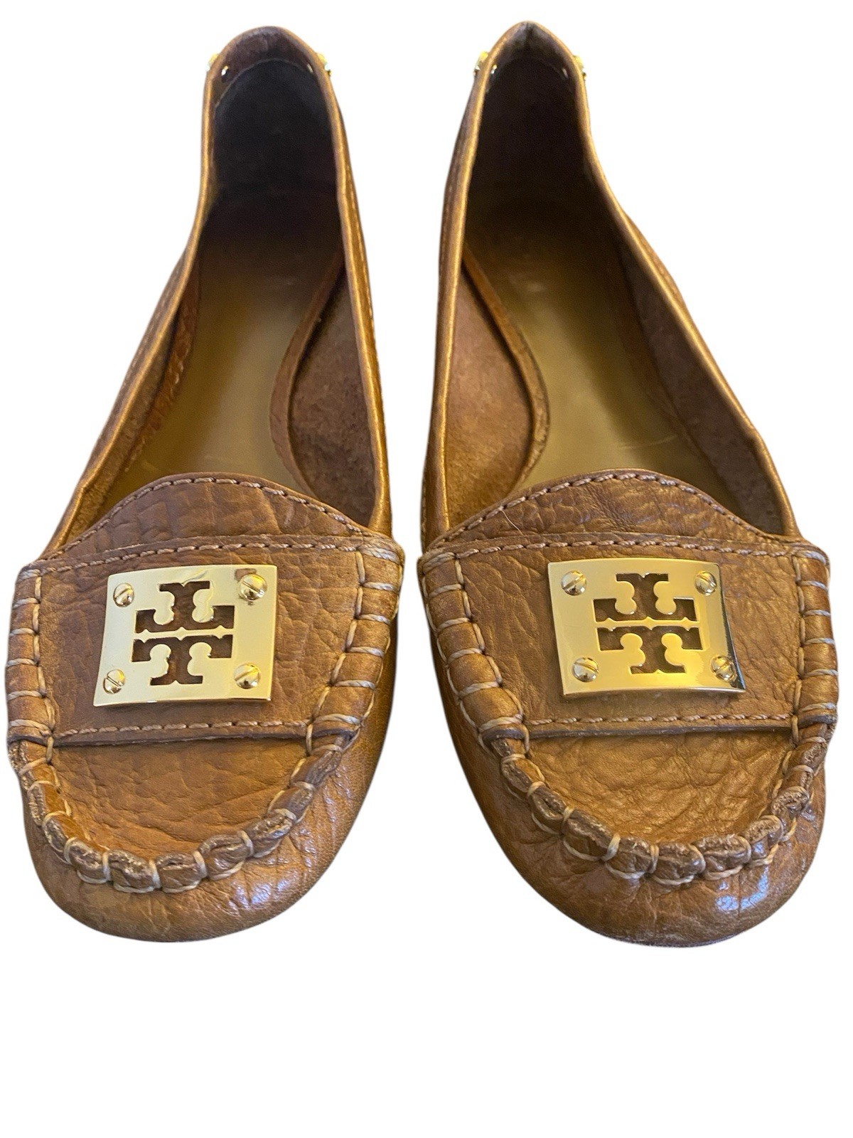 Tory Burch Kendrick Women's Brown Pebbled Leather Driver Loafers Shoes Size 9 M thumbnail 3