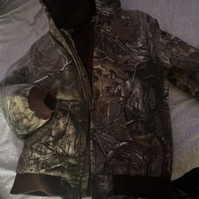 CARHARTT JACKET CAMO REALTREE BOYS KIDS SIZE LARGE 14-16 HOODED QUILTED LINING
