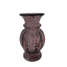 Vintage Fenton Mini Melon Beaded Amethyst Plum Purple Glass Vase 4 1/4" Tall