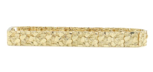 Square Link Retro-Style 10KT Yellow Gold 10.7mm Nugget Bracelet 8.5" - 26.82g - Picture 6 of 11