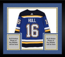 Framed Brett Hull St. Louis Blues Autographed Blue Adidas Jersey