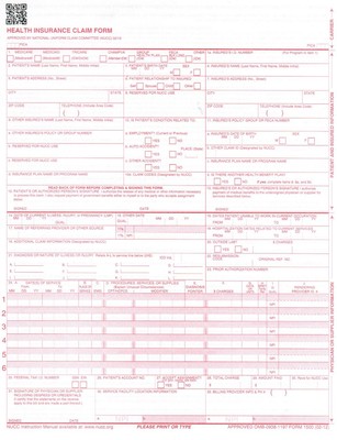 Cms 1500 Health Insurance Claim Forms, Hcfa Approved Version (02/12) Ream of 100