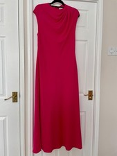 Ted Baker Size 4 Long Cerise Pink  Evening Dress Drape Neck UK 12-14 Worn Once
