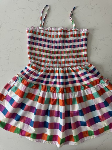 NEW NWT Frita Checkered Smocked Bodice Dress by TCEC Size Large